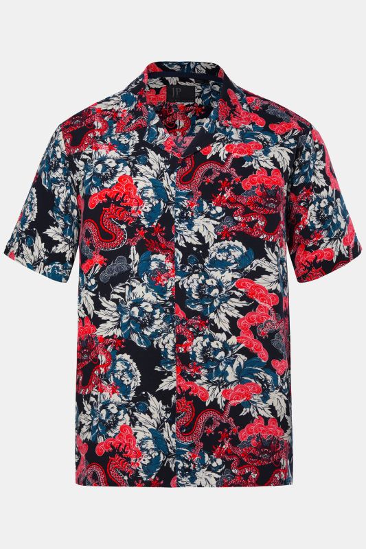 Chemise JP 1880 imprimé à fleurs, manches courtes et col cubain, coupe Cuba Fit - jusqu'au 8 XL
