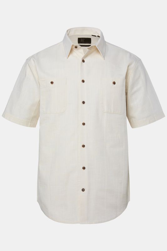 Chemise JP 1880 texturée, manches courtes et col Kent, coupe Modern Fit - jusqu'au 8 XL