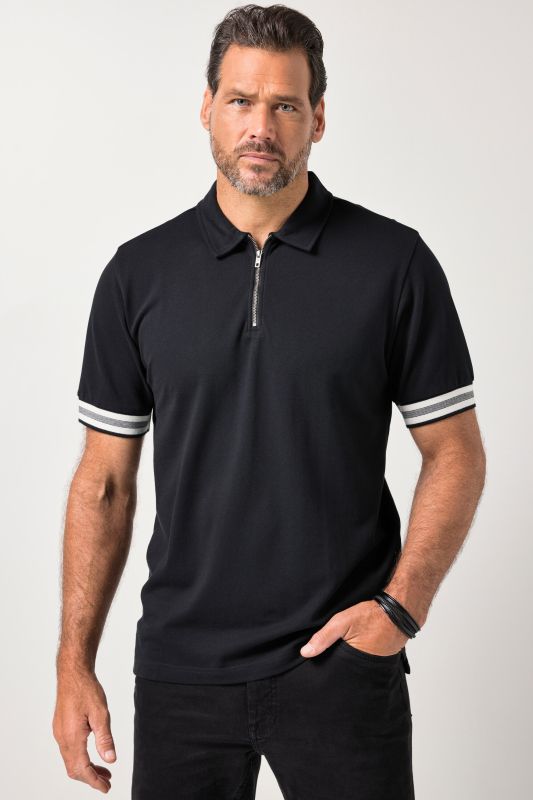 Polo JP 1880 FLEXNAMIC®, manches courtes et fermeture zippée - jusqu'au 8 XL