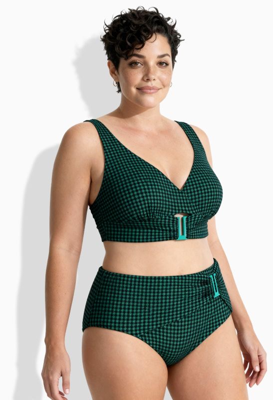 Bikini à carreaux, bonnets souples, boucle fantaisie et doublure Powermesh