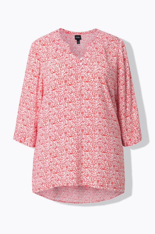 Tunique à motif, col tunisien et manches courtes