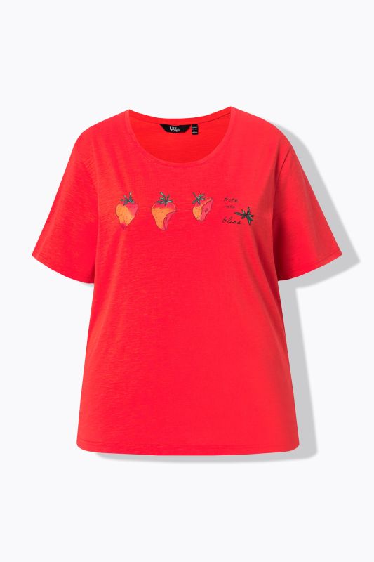 T-shirt motif fraises, manches courtes et col rond