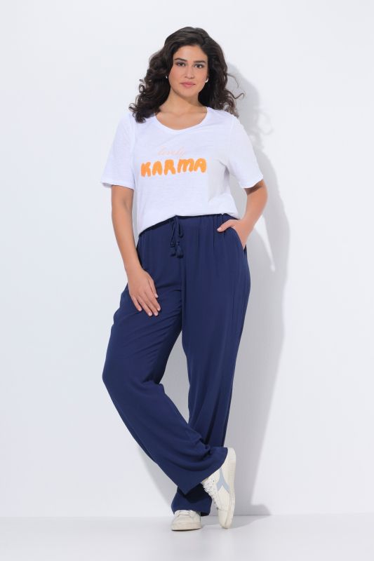 Pantalon Rose en crêpe, jambe large et taille élastique