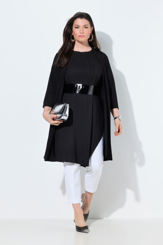 Veste longue sans fermeture, tissu au tombé fluide, col châle et manches&nbsp;3/4