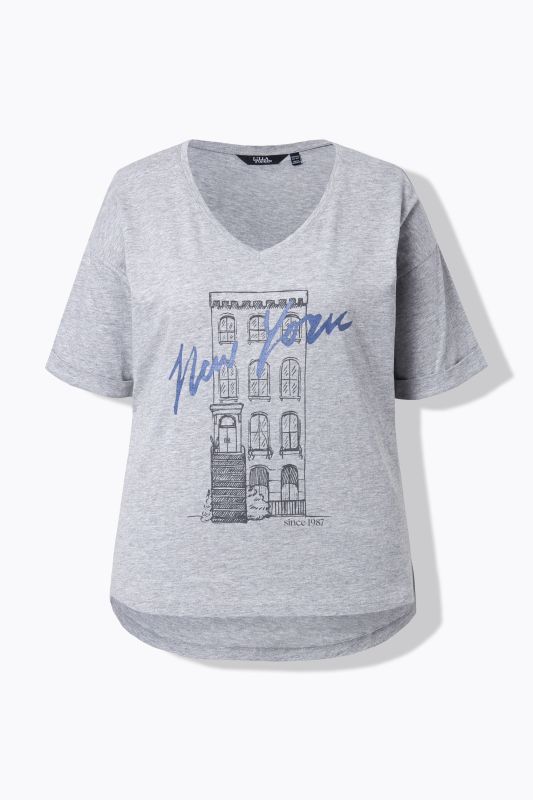 T-shirt oversize, motif New&nbsp;York, col en V et manches courtes