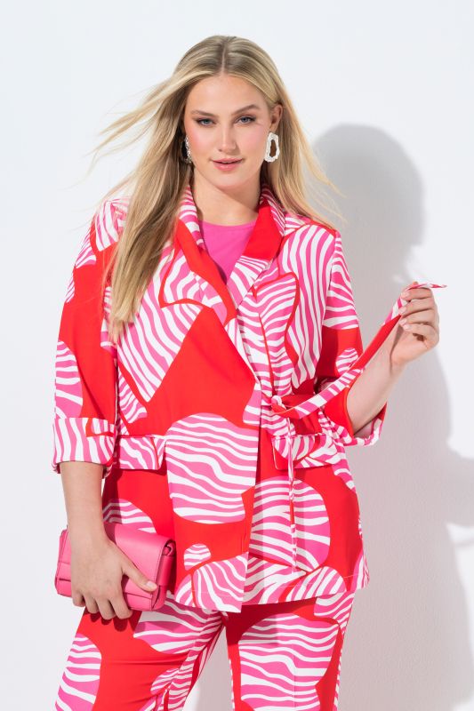 Blazer en jersey, ruban en guise de fermeture, col châle et manches&nbsp;3/4