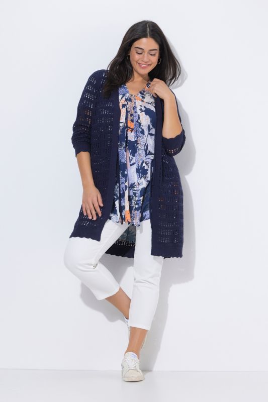 Cardigan long,encolure en V et manches longues, fermeture avec petits cordons