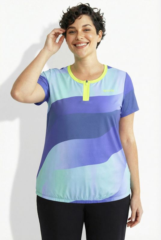 Maillot de cyclisme technique, poches, col rond et manches courtes, matière recyclée