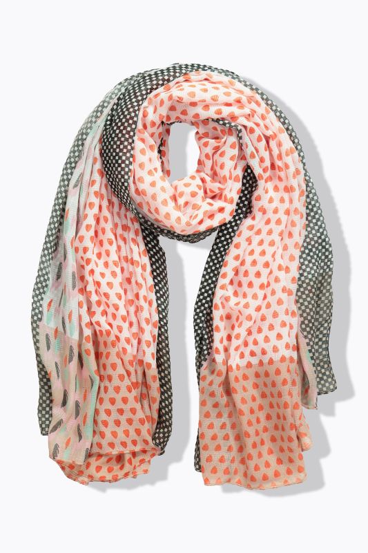 Écharpe motif cœurs, avec bordure