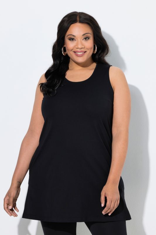 Débardeur, coupe évasée. Décolleté rond. Bretelles larges