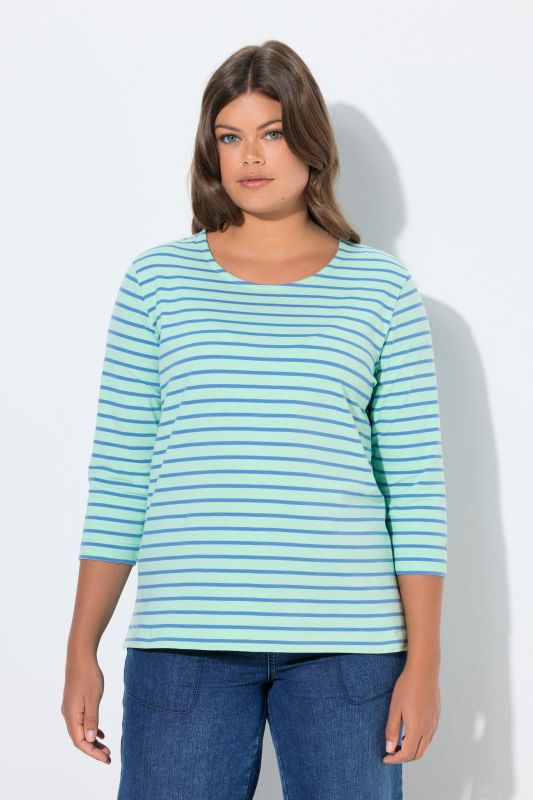 T-shirt rayé. Manches 3/4 et col rond