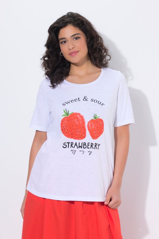 T-shirt motif fraises, coupe Classic Fit, col rond et manches courtes