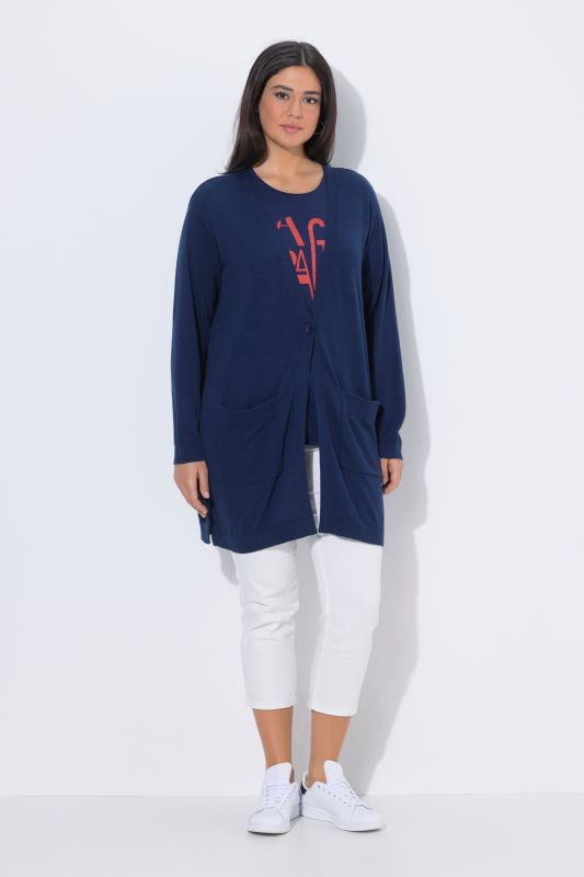 Cardigan fermeture 1&nbsp;bouton, encolure en V et manches longues