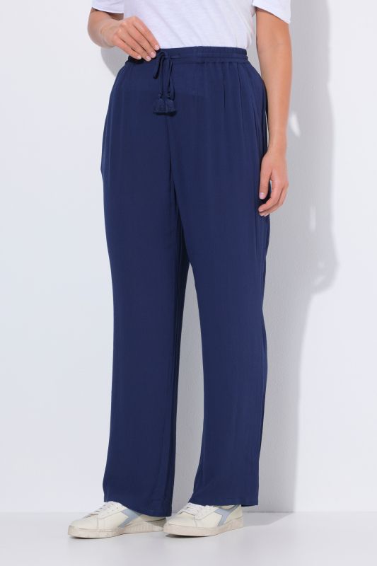 Pantalon Rose en crêpe, jambe large et taille élastique