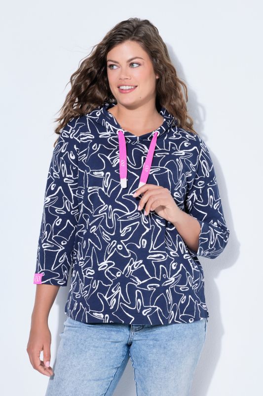 T-shirt à capuche, manches 3/4