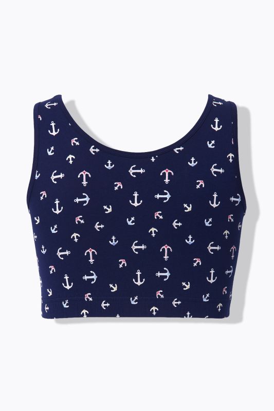 Lot de 2&nbsp;brassières en coton bio, motif ancres et décolleté rond