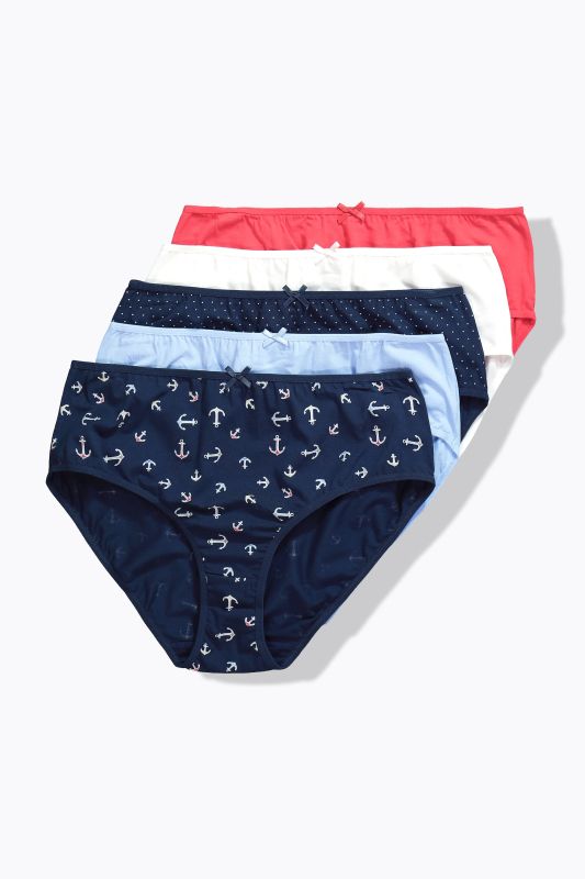 Lot de 5&nbsp;culottes midi, motif ancres/uni
