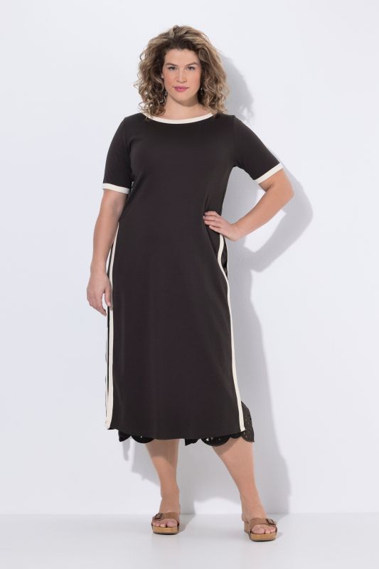 Débardeur long, sans manches, encolure bateau et détails contrastants