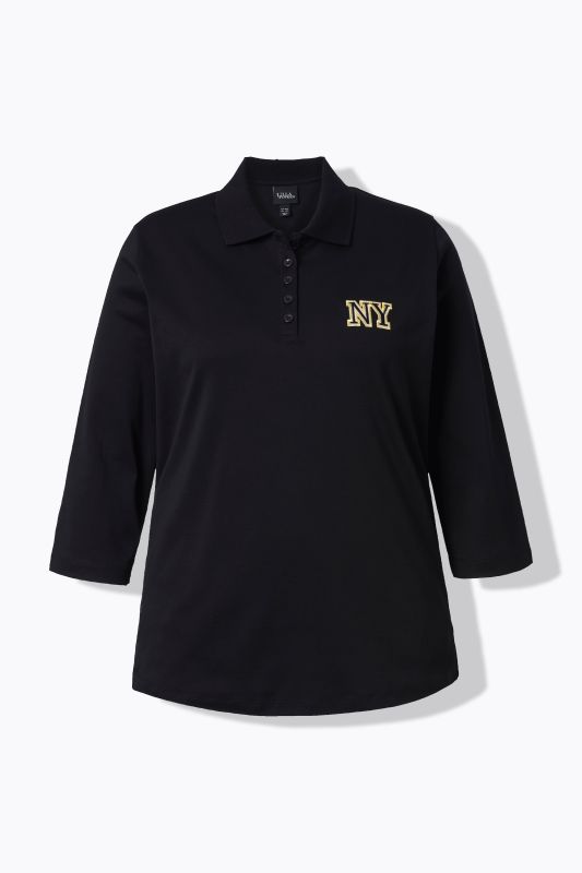 Polo en coton Pima, coupe Classic Fit, manches&nbsp;3/4 et écusson NY