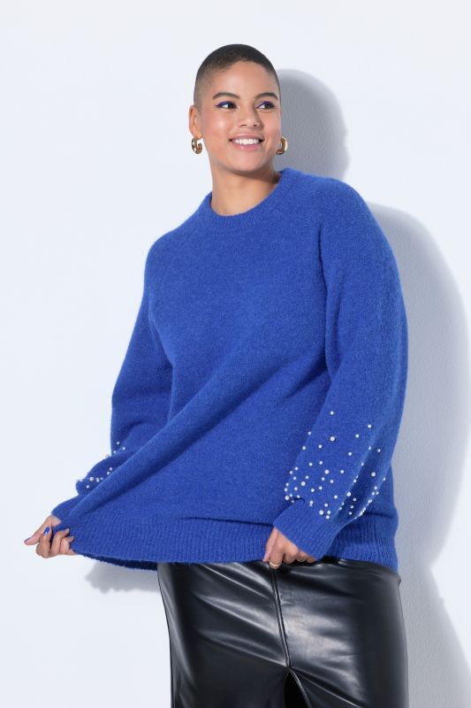 Pull classique à manches ballon et perles fantaisie