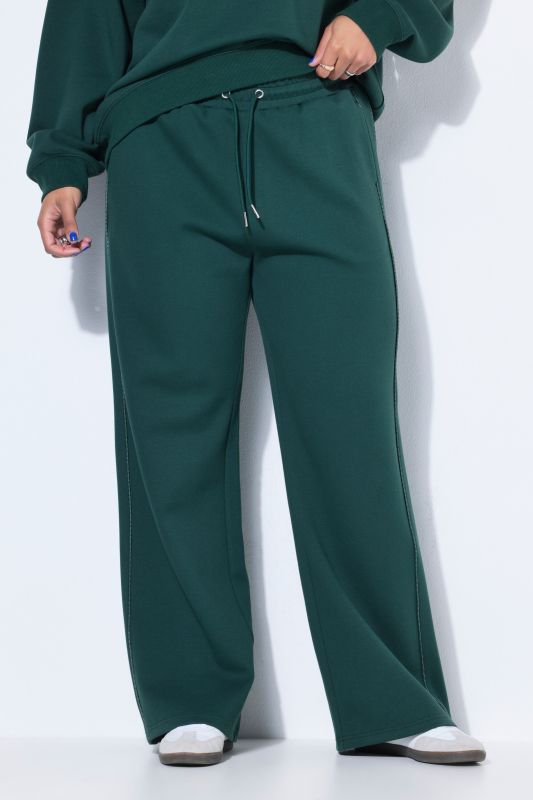 Jogging large à taille haute et passepoil