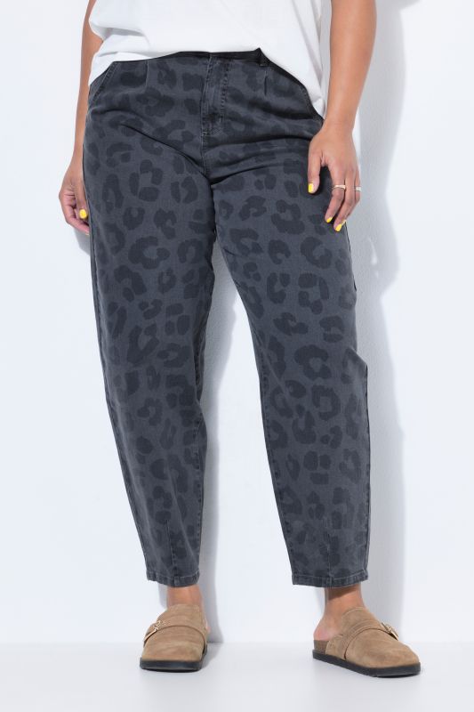 Jean ballon large à taille haute et motif léopard