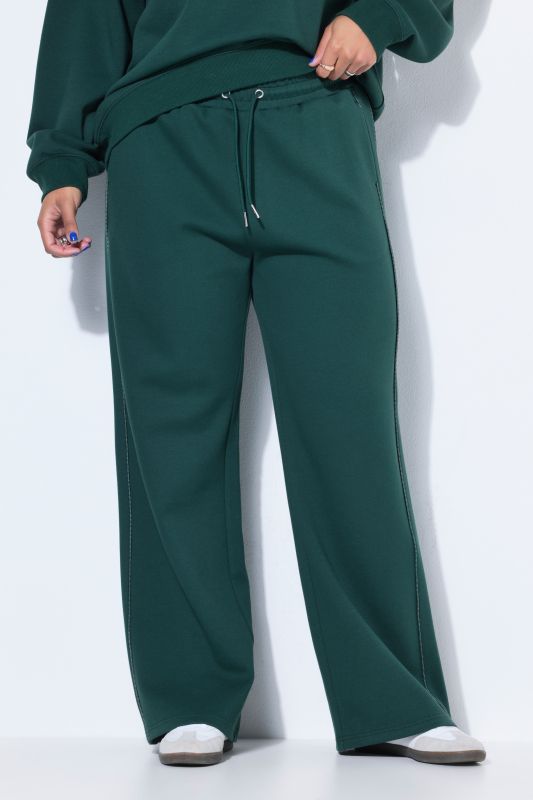 Jogging large à taille haute et passepoil