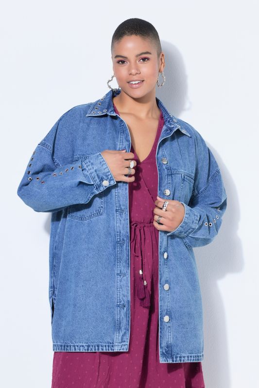 Chemisier en jean oversize, œillets fantaisie