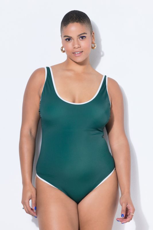 Maillot de bain sculptant à bonnet souples et passepoil