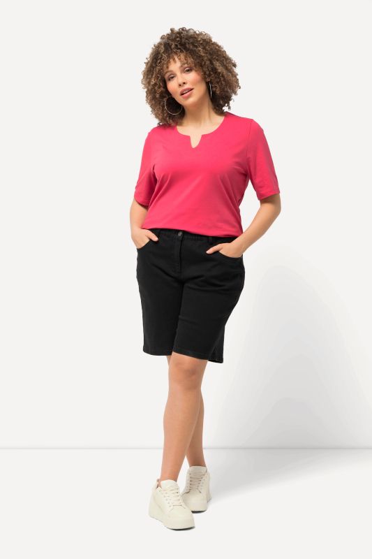 Bermuda en jean Mandy. Coupe 5 poches et taille confortable