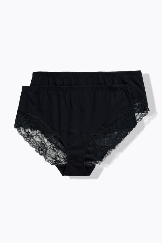 Lot de 2 culottes midi, empiècement en dentelle sur le côté