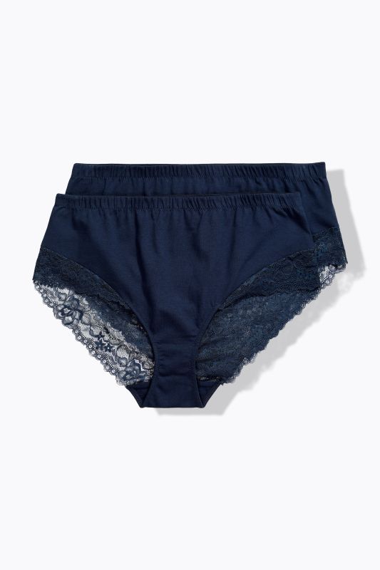 Lot de 2 culottes midi, empiècement en dentelle sur le côté