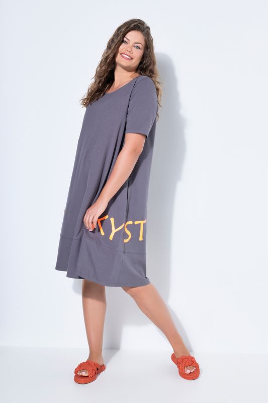 Robe en jersey à col rond et manches mi-hauteur, OEKO-TEX Made in Green