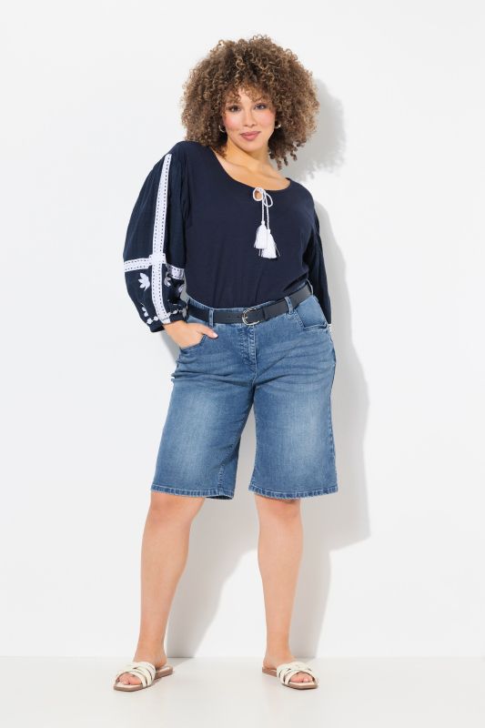 Bermuda boyfriend en jean. Jambe large et taille élastique