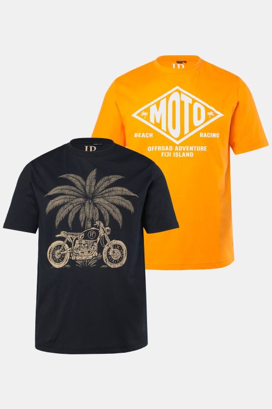 Lot de 2 t-shirts JP 1880 à manches courtes, imprimé poitrine - jusqu'au 8 XL