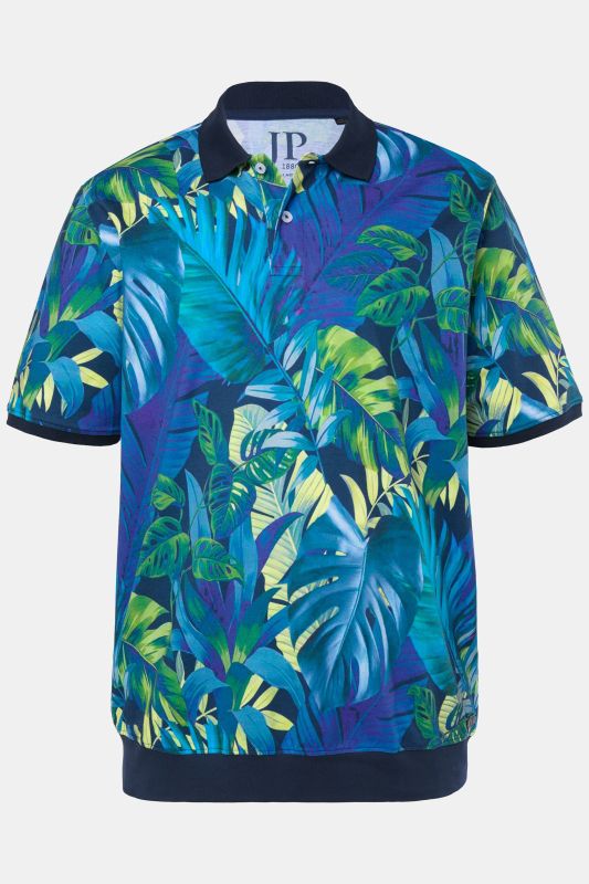 Polo JP 1880 en piqué motif feuilles, ventre confort et manches courtes - du XXL au 8 XL