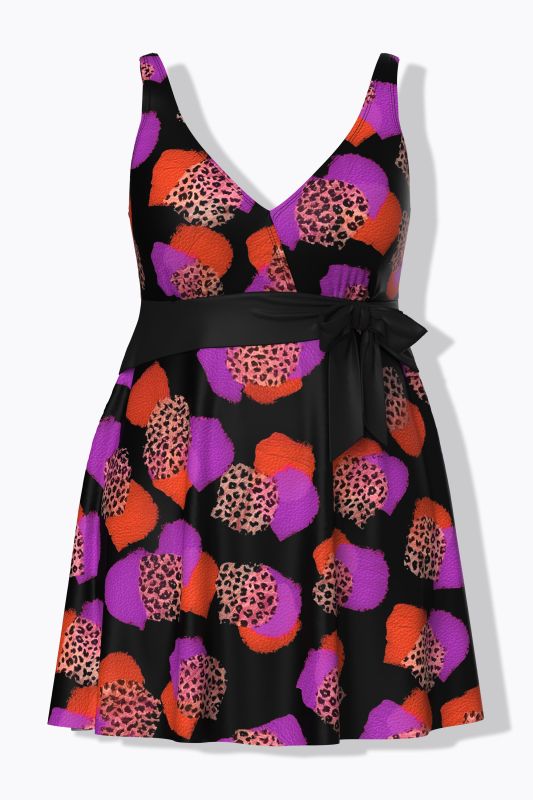 Robe de bain, imprimé léopard, bonnets souples, nœud