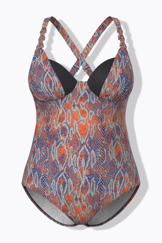 Maillot de bain avec armatures et coques souples, motif serpent, en matière recyclée