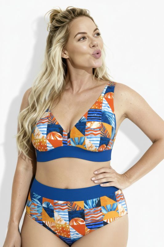 Bikini avec bonnets souples, motif à carreaux, bretelles ajustables