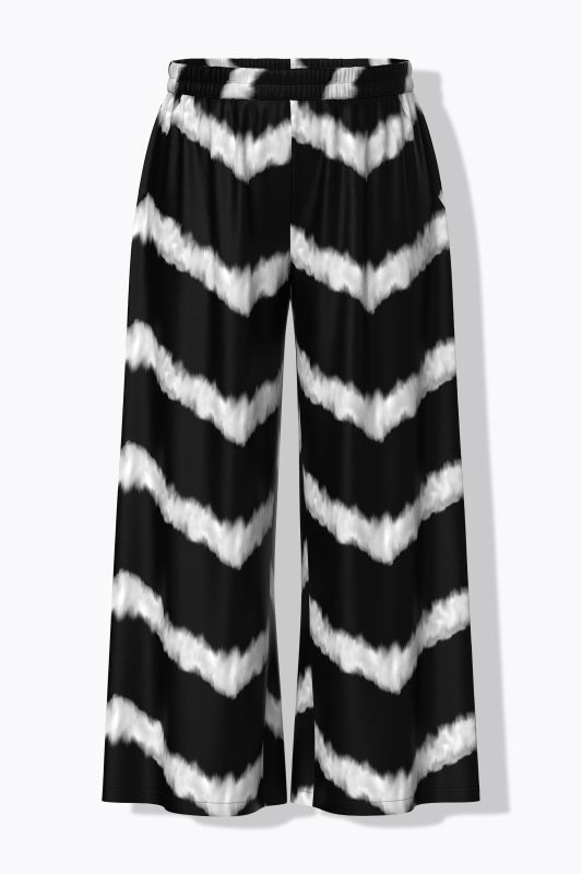 Pantalon Palazzo, motif à chevrons, jambe large et taille élastique