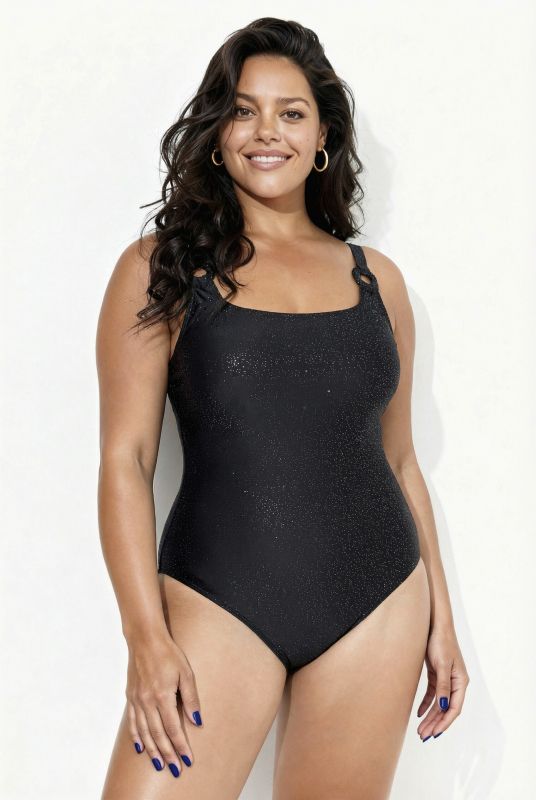 Maillot de bain avec bonnets souples, bretelles ajustables, matière aux reflets métalliques