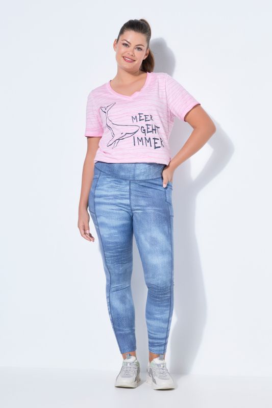 Legging lifestyle, imprimé denim, taille élastique