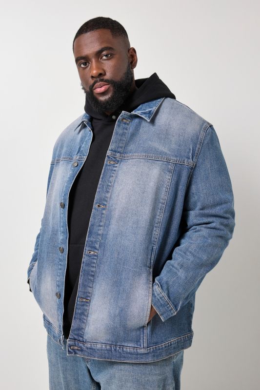 Veste en jean STHUGE, style vintage, patte de boutonnage - jusqu'au 8 XL