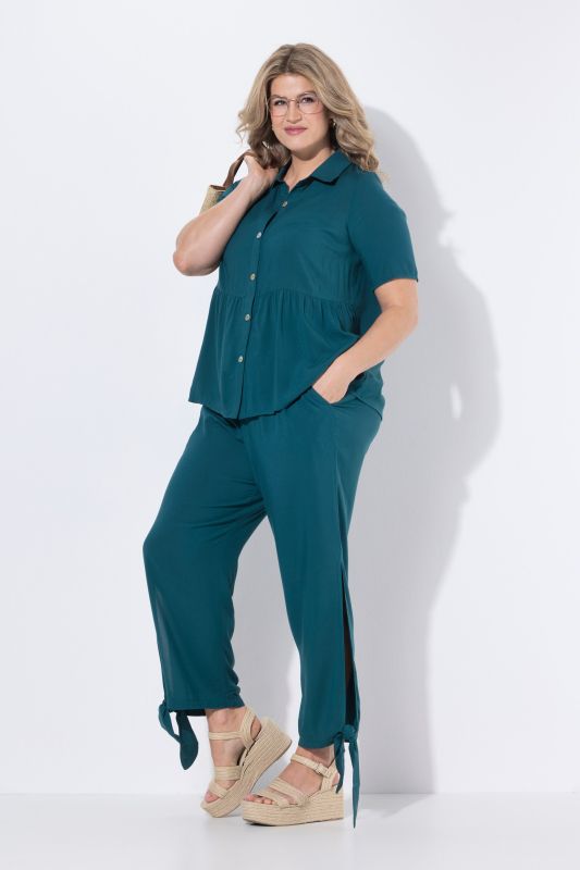 Pantalon Rose, jambe large avec ruban fantaisie, taille élastique