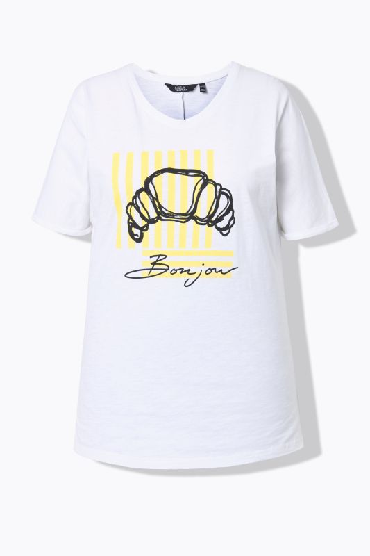 T-shirt motif croissant, coupe oversize, décolleté rond et manches courtes