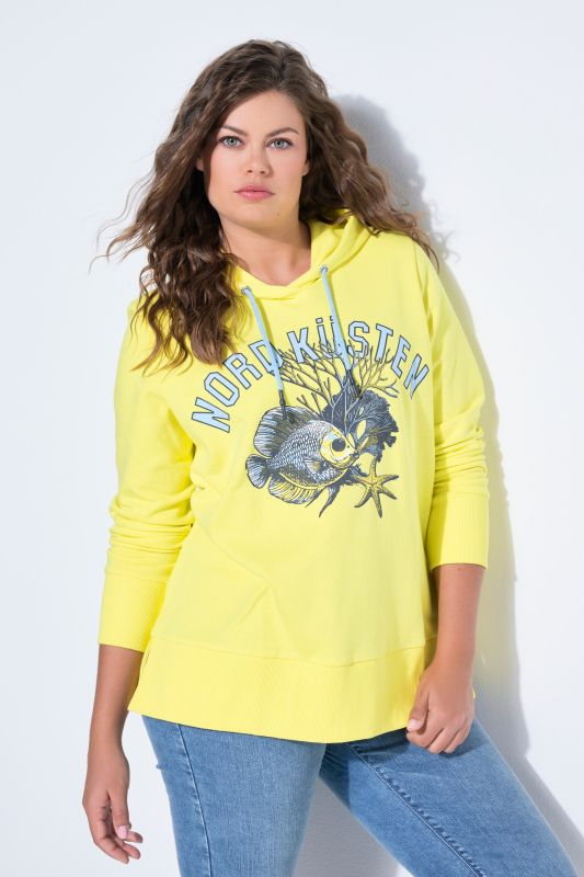 Sweat-shirt à capuche, imprimé et label OEKO-TEX