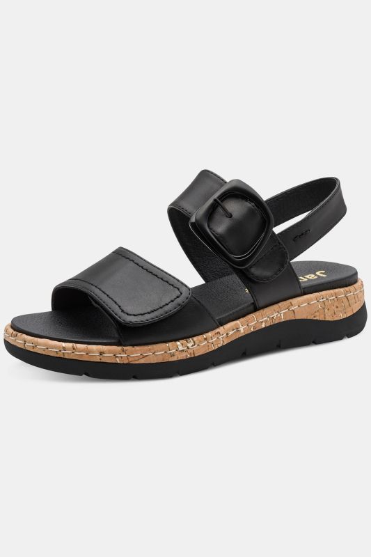 Sandales en cuir Jana Softline, bride à scratch - largeur H