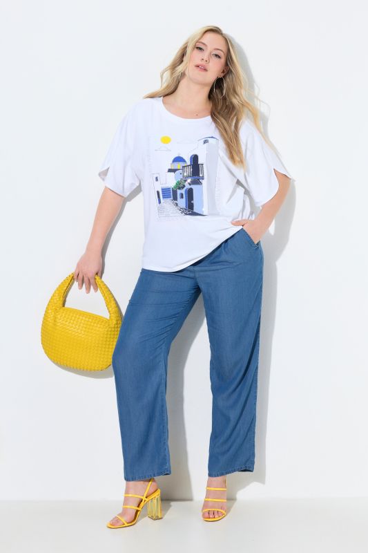 Pantalon Rose avec cordon de serrage, jambe large et taille élastique