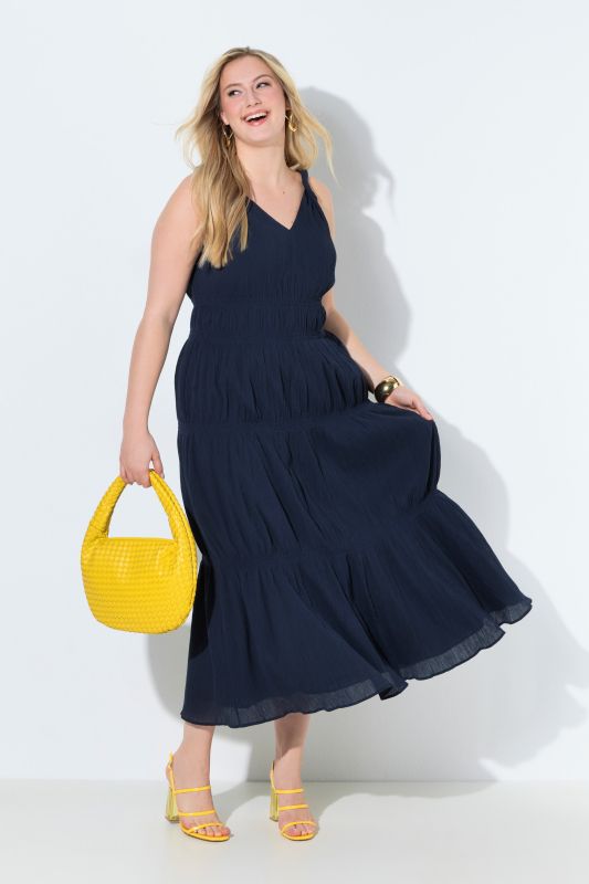 Robe maxi sans manches, décolleté en V et bretelles torsadées