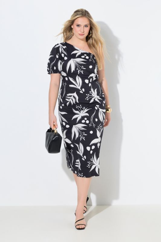 Robe maxi à fleurs, décolleté en V et manches courtes ballon